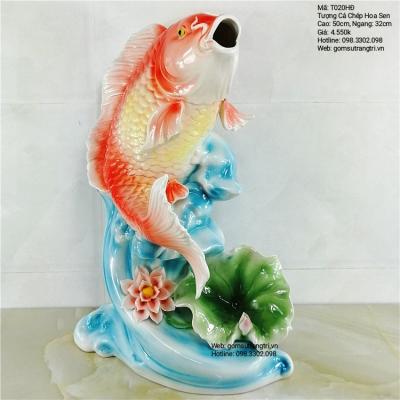 tượng cá, tượng cá bằng sứ, tượng trung quốc, sản phẩm trang trí nhà cửa